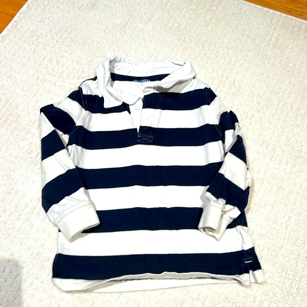 Old navy | 5t ivory and navy striped rugby polo